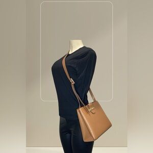 Calvin Klein Tan Soft Pebbled Leather Shoulder Bag